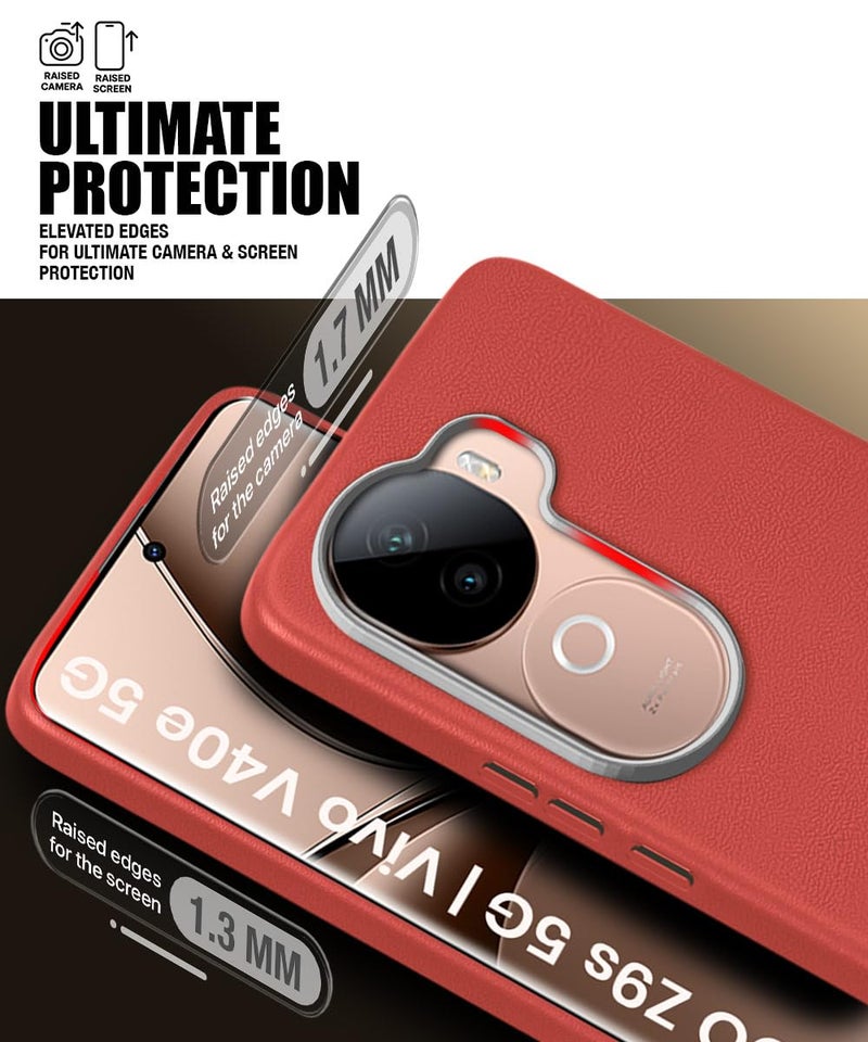 WOW IMAGINE Back Cover for iQOO Z9s 5G | Vivo V40e 5G | Ultra Slim Flexible Non-Slip | Inner Fabric | Metal Camera Ring & Lightweight Soft Silicone Mobile Case – Crimson Red - Image 5