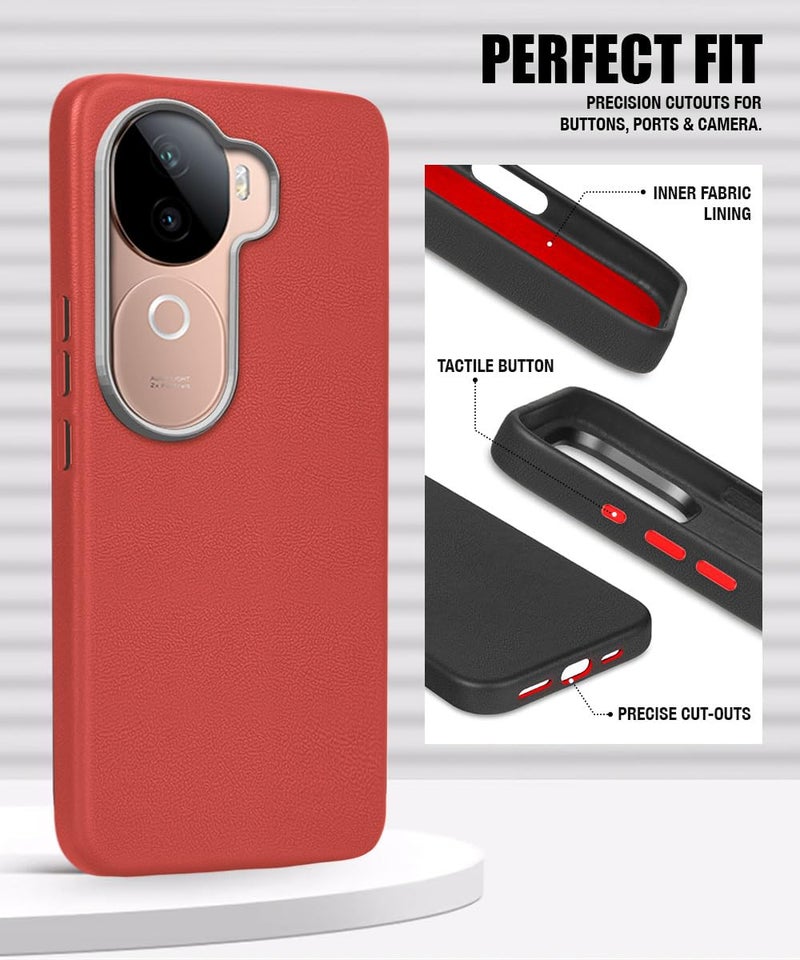 WOW IMAGINE Back Cover for iQOO Z9s 5G | Vivo V40e 5G | Ultra Slim Flexible Non-Slip | Inner Fabric | Metal Camera Ring & Lightweight Soft Silicone Mobile Case – Crimson Red - Image 3