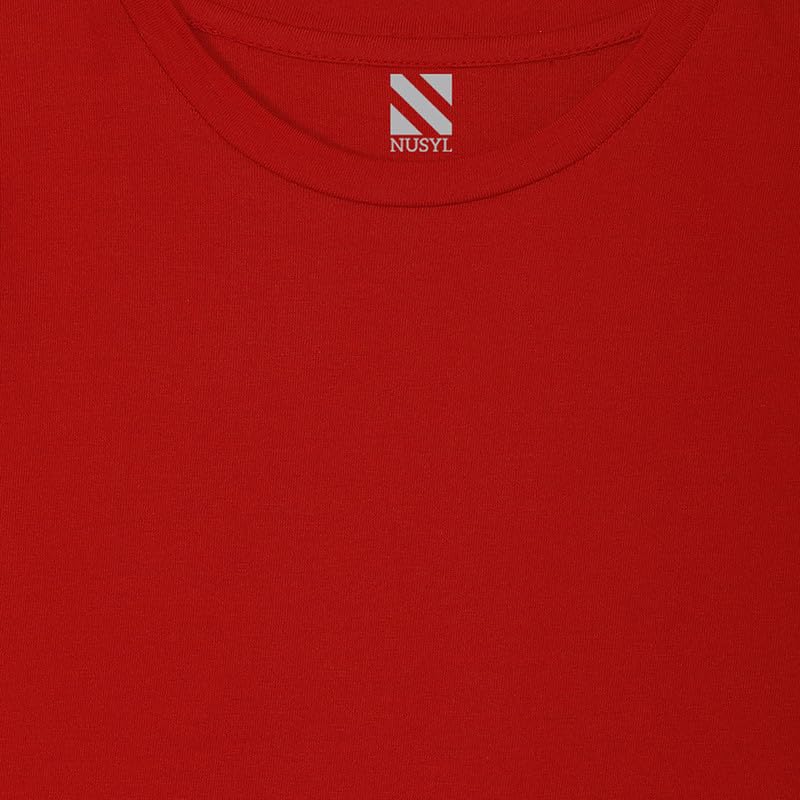 Nusyl Girls Half Sleeves Solid T-Shirt for Kids | Soft Cotton Blend | Comfortable Regular Fit | Casual 2-16 Years | Red - Image 3