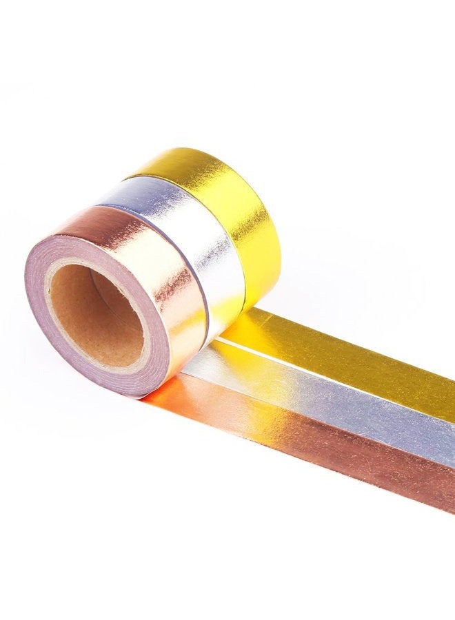 Decora 3 Pieces Gold Washi Masking Tape Collection Premium DIY Arts & Crafts Tape and Gift Wrapping Supplies for Christmas and New Year Decoration - Image 1