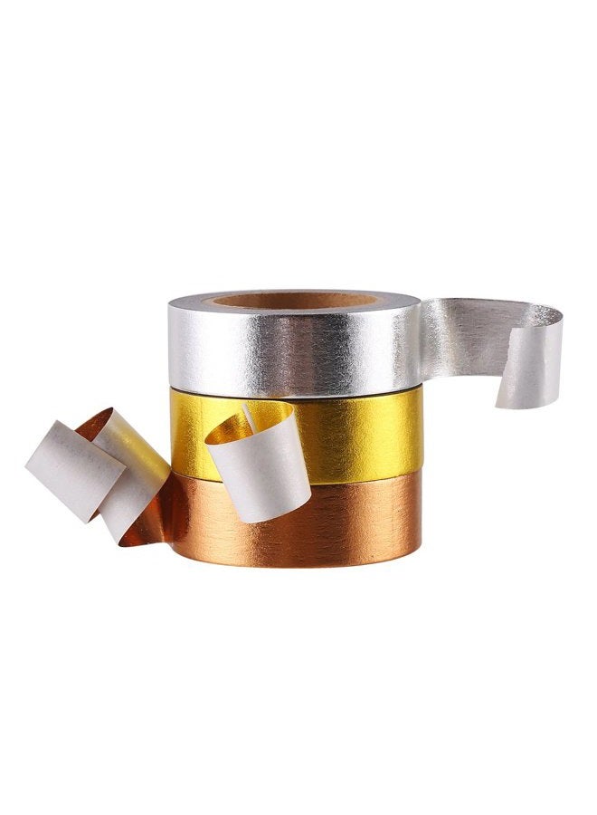 Decora 3 Pieces Gold Washi Masking Tape Collection Premium DIY Arts & Crafts Tape and Gift Wrapping Supplies for Christmas and New Year Decoration - Image 4