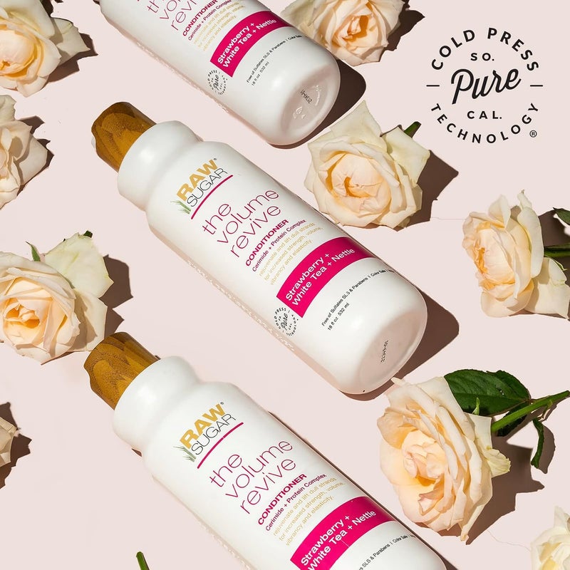 Raw Sugar the Volume Revive Conditioner Strawberry + White Tea + Nettle 18 fl oz Color Safe Vegan Condtioner
