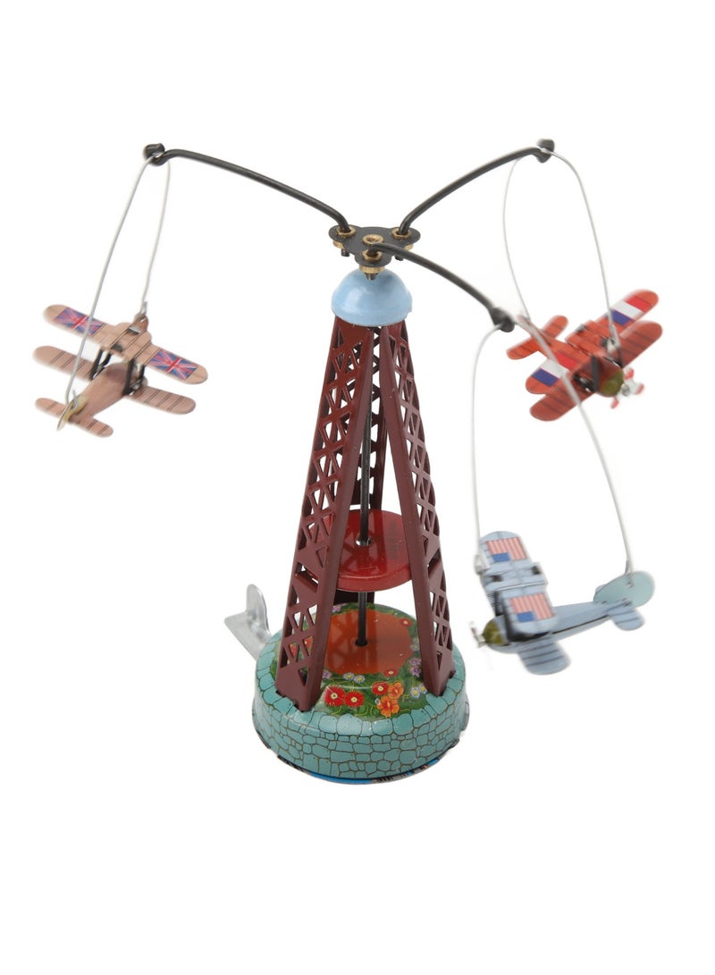 Velaurs Biplane Rotating Aircraft Personality Ornaments Creative Gift Tin Toy - Image 3