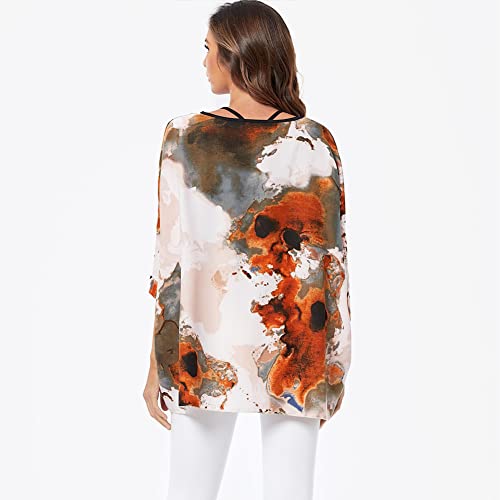 Ckikiou Plus Size Batwing Flowy Semi Sheer Chiffon Blouse Tunic for Women Summer Floral Print Boho Beach Cover ups - Image 4
