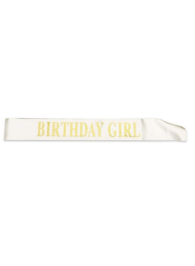 Dadam Birthday Sash for Girls White Satin Birthday Girl Sash with Gold Glitter Lettering Party Favors, Supplies and Decorations - Image 2