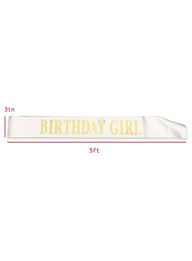 Dadam Birthday Sash for Girls White Satin Birthday Girl Sash with Gold Glitter Lettering Party Favors, Supplies and Decorations - Image 3