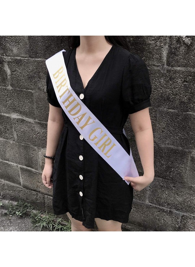 Dadam Birthday Sash for Girls White Satin Birthday Girl Sash with Gold Glitter Lettering Party Favors, Supplies and Decorations - Image 4