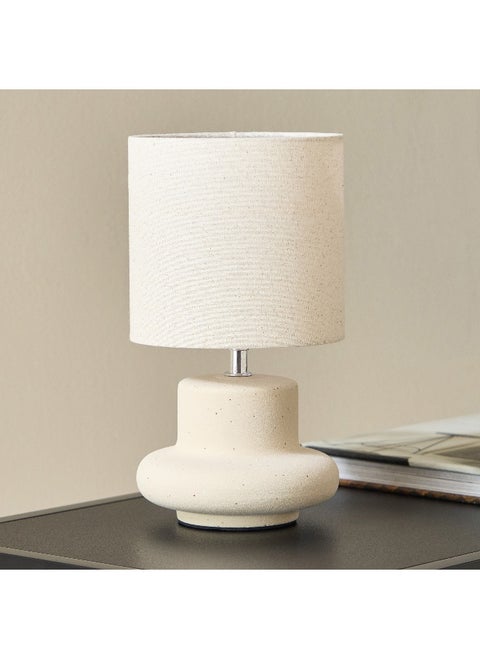 Emzie Ceramic Table Lamp with Speckled Base and Linen Shade - 28 cm