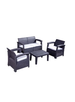 lifante 4-Piece 4-Seater Elegant and Modern Design Outdoor Seating Set Black and White 65 x 70 x 114.5 cm SF4-4P  - Image 2