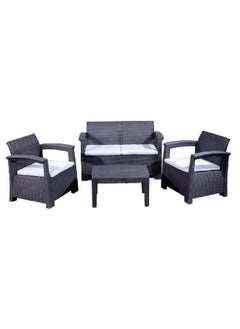 lifante 4-Piece 4-Seater Elegant and Modern Design Outdoor Seating Set Black and White 65 x 70 x 114.5 cm SF4-4P  - Image 1