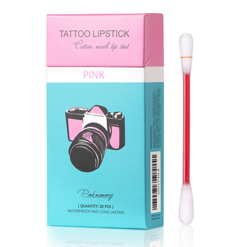 20Pcs/Box Tattoo Lipstick Cotton Swab Lip Tint Waterproof Long-lasting Non-stick Cup Portable Lips Makeup - Image 1