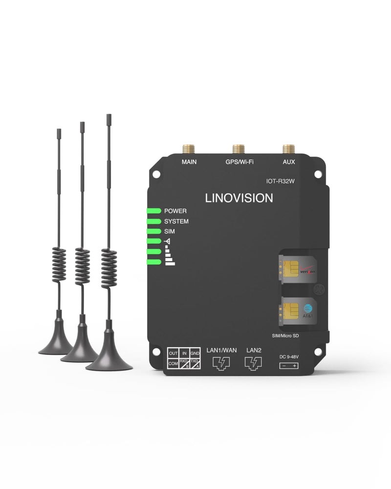 LINOVISION Industrial 4G LTE Cat4 Cellular Router with Wi-Fi, Enhanced Signal for Remote Sites, Dual SIM Slots, DTU Gateway for RS485 devcie, IoT Sensors, Solar Power Cameras, M2M, Vehicles - Image 1