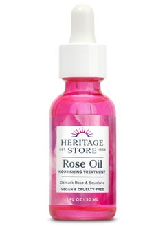Heritage Store HERITAGE STORE Rose Oil Nourishing Treatment - Hydrating Face Oil for a Natural Glow - Dry to Combination Skin Care w/ Organic Rosehip Seed Oil, Damask Rose, Squalane Oil, Vegan, 60-Day Guarantee, 1oz  - Image 1