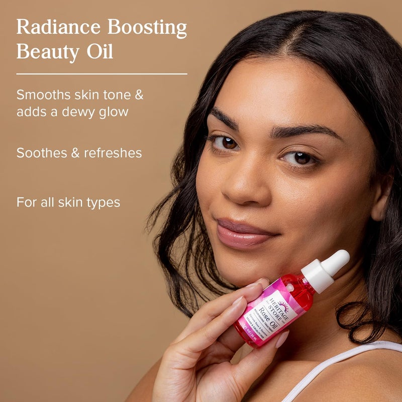 HERITAGE STORE Rose Oil Nourishing Treatment - Hydrating Face Oil for a Natural Glow - Dry to Combination Skin Care w/Organic Rosehip Seed, Damask Rose, Squalane Oil, Vegan, 60-Day Guarantee, 1oz - Image 2