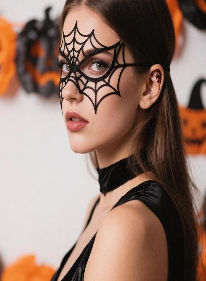 أقراط شبكة العنكبوت القوطية للنساء، أقراط غضروفية بتصميم شبكة العنكبوت، مجوهرات ثقب حلزوني على شكل عنكبوت، إكسسوارات أزياء تنكرية للهالوين، النمط 2 - Image 3