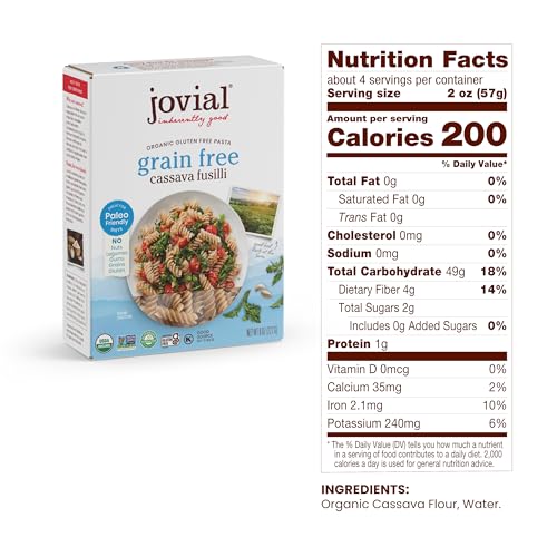 Jovial GrainFree Cassava Fusilli  Fusilli Organic Gluten Free Pasta Fusilli Pasta Cassava Pasta Paleo Pasta GrainFree NonGMO HighFiber  8 Oz 1 Pack - Image 5