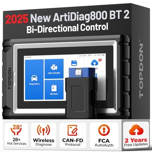 Topdon TOPDON AD800BT OBD2 Scanner 2025 Bidirectional Scan Tool Function as AD900 Lite AD Pro All System Automotive Diagnostic Scanner Active Test 28 Reset Service FCA Autoauth 2 Years Free Update