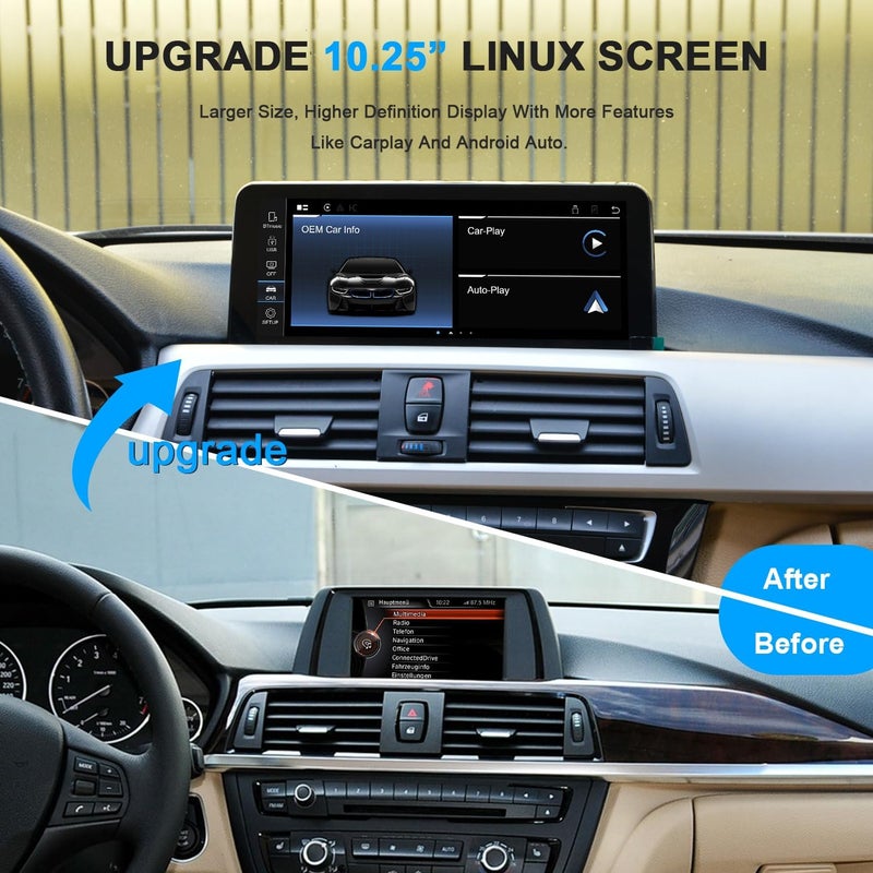 PEMP 10.25" Linux Head Unit for BMW 3 Series F30 F20 NBT CIC with Wireless and Wired CarPlay and Android Auto - Image 2