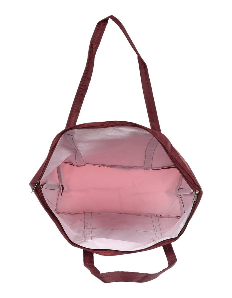 Kuber Industries Polyster Storage Bag Organizer for Clothes Grocery Vegetables Stationery with 1 Small Pocket Handle Pack of 2 Maroon47LUG01258 - Image 5