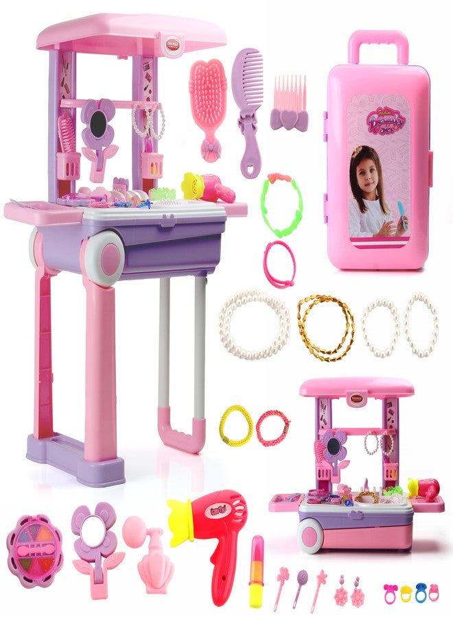 Chanak Beauty Set Suitcase on Wheel - Ultimate Makeup Kit for Girls, Easy to Clean & Use, Portable with 23 Pieces, 3 Years BIS Approved (Trolley) - Image 1