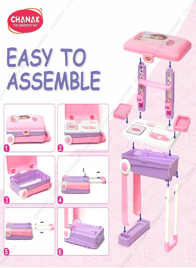 Chanak Beauty Set Suitcase on Wheel - Ultimate Makeup Kit for Girls, Easy to Clean & Use, Portable with 23 Pieces, 3 Years BIS Approved (Trolley) - Image 5