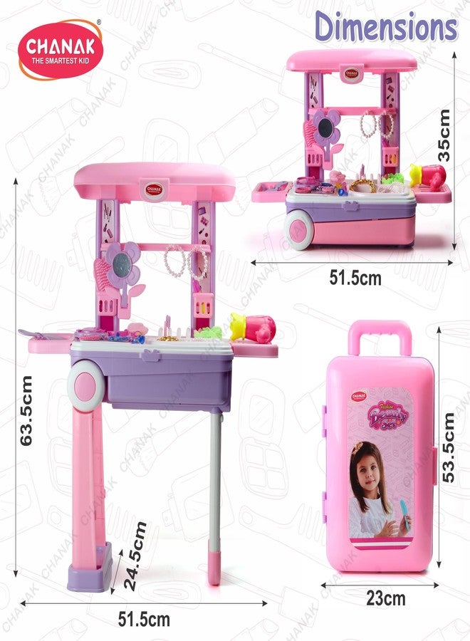 Chanak Beauty Set Suitcase on Wheel - Ultimate Makeup Kit for Girls, Easy to Clean & Use, Portable with 23 Pieces, 3 Years BIS Approved (Trolley) - Image 3