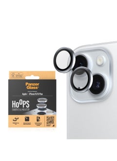PanzerGlass Hoops Camera Lens Protector for Apple iPhone 15  / 15 Plus  - Shock Resistant, Scratch Resistant, Anti-Fingerprint, Zero Picture Distortion, Easy Install - Blue  - Image 1