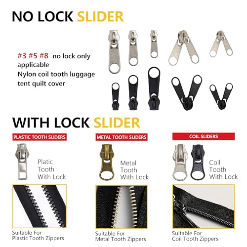AILUHONG 252Pcs Zipper Repair Kit Replacement Zippers Sliders Universal Zippers Fix Repair with Pulls and Pliers for Clothes Backpack Boot Tent DIY #3#5#8 Sizes - Image 5