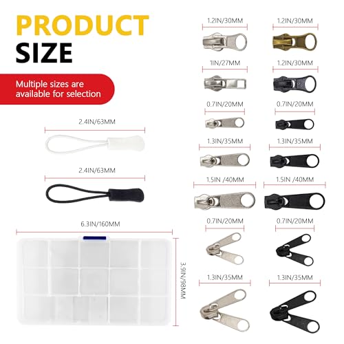 AILUHONG 252Pcs Zipper Repair Kit Replacement Zippers Sliders Universal Zippers Fix Repair with Pulls and Pliers for Clothes Backpack Boot Tent DIY #3#5#8 Sizes - Image 2