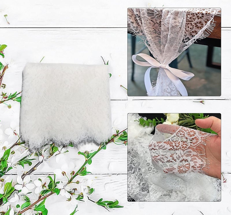 HEIPINIUYE 6 Pcs White Lace Table Runner 14 x 120 Inch Embroidered Boho Table Runner for Wedding Party Bridal Shower Decorations Vintage Rustic Table Runners - Image 2