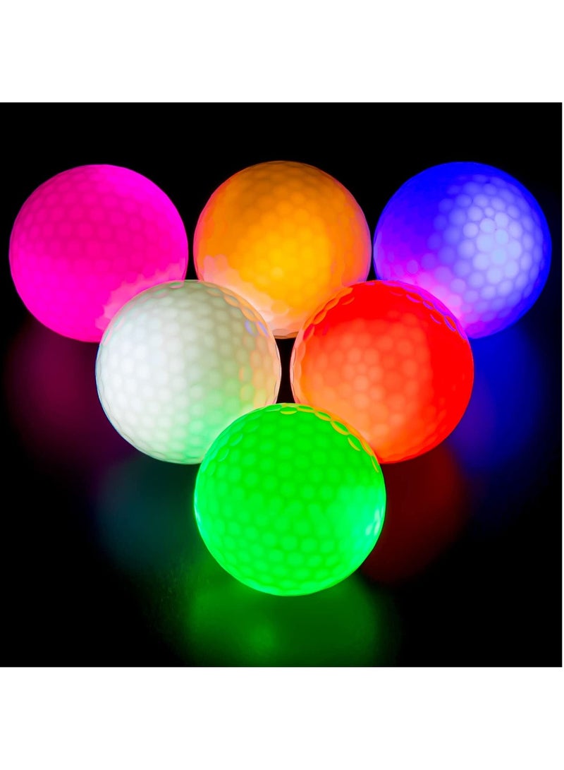 KASTWAVE Glow in The Dark Golf Balls Light up Led 6 pcs Glow Golf Balls Waterproof Light Up Golf Ball for Men Women 40 Hours Lighting Life Span Six Assorted Colors - Image 1