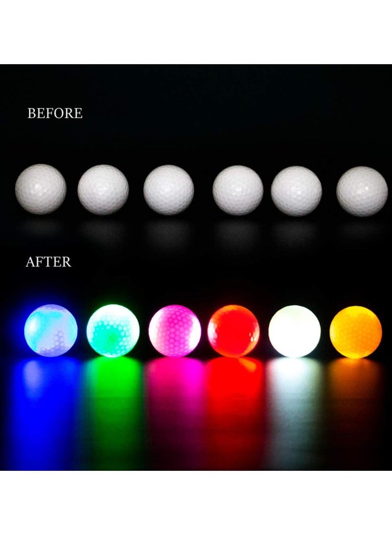 KASTWAVE Glow in The Dark Golf Balls Light up Led 6 pcs Glow Golf Balls Waterproof Light Up Golf Ball for Men Women 40 Hours Lighting Life Span Six Assorted Colors - Image 2