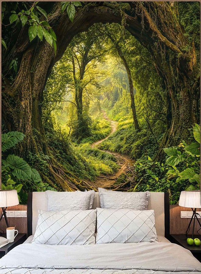 Kanuyee Forest Tapestry Green Landscape Wall Tapestry, Nature Tapestry for Bedroom Ceiling Tapestries Wall Hanging for Bedroom Living Room Wall Decor Forest-2 44"x60" - Image 2