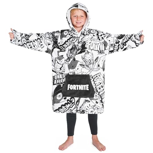 Fortnite Hoodie for Boys, Oversized Hoodie Sweatshirt Blanket, Warm Comfortable Hooded Robe, Gifts for Boys Girls Teens (Grey) - Image 1