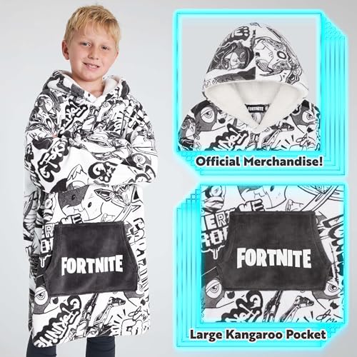 Fortnite Hoodie for Boys, Oversized Hoodie Sweatshirt Blanket, Warm Comfortable Hooded Robe, Gifts for Boys Girls Teens (Grey) - Image 4