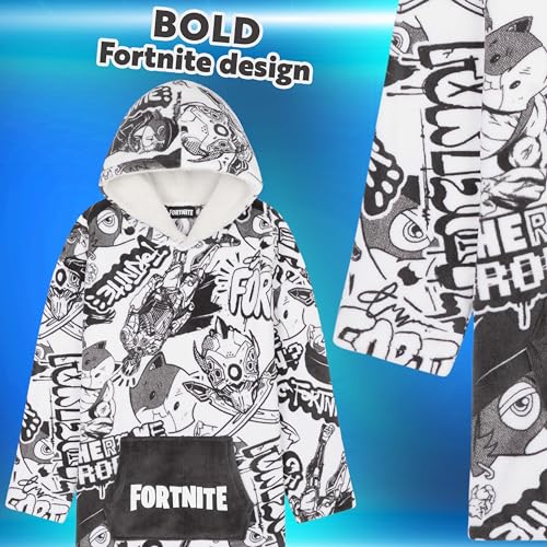 Fortnite Hoodie for Boys, Oversized Hoodie Sweatshirt Blanket, Warm Comfortable Hooded Robe, Gifts for Boys Girls Teens (Grey) - Image 2