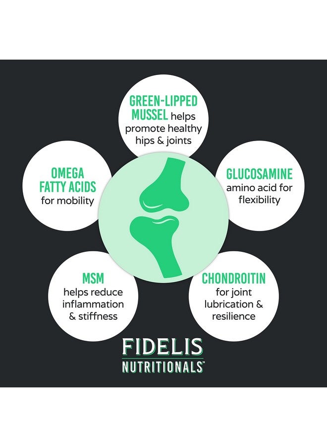 FIDELIS Joint Support Plus+ Hip & Joint Supplement for Dogs, Glucosamine for Dogs, Chondroitin Dog Treats, Vitamin C, Omega Fatty Acid, MSM, Adult, Big & Small, Made in USA, Duck Flavor, 60 Soft Chews - Image 2