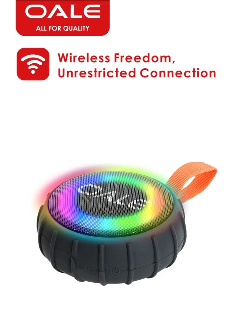 OALE iBazz 10 Portable Bluetooth Speaker, Bluetooth 5.3, IPX6 Waterproof, RGB Lights, FM Radio, Includes Charger & AUX Cable - Image 3