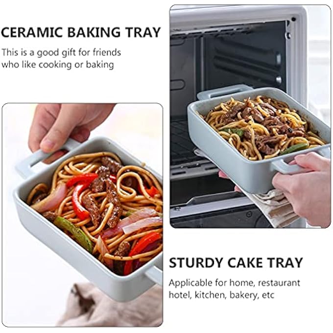 rayihni Roasting Lasagna Pan Ceramic Baking Dish Rectangular Casserole Dish Casserole Baker For Cooking Cake Dinner Green - Image 5