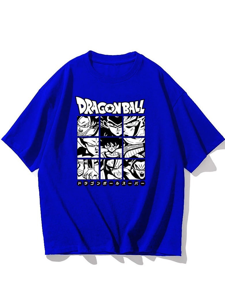 KUYING Black And White Dragon Ball Nine Palace Grid Casual Round Neck Short Sleeved Shirt  - Image 1