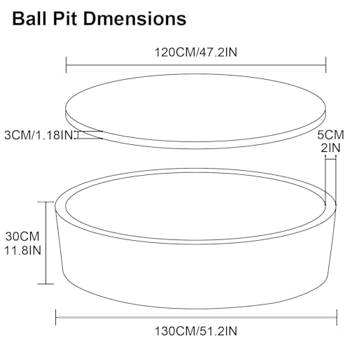 UHAPPYEE Extra Large Soft Ball Pit for Toddler, 51 x 11.8 in Foam Ball Pit for Baby Kids - White - Image 4