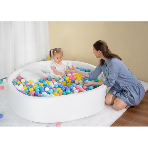 UHAPPYEE Extra Large Soft Ball Pit for Toddler, 51 x 11.8 in Foam Ball Pit for Baby Kids - White - Image 2