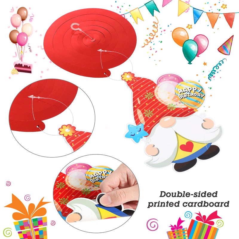 Nezyo 30 Pieces Gnome Birthday Party Decorations Happy Birthday Swirls Decorations Gnomes Hanging Swirls Ceiling Streamers for Party Decor Supplies Ornaments, 10 Patterns - Image 3