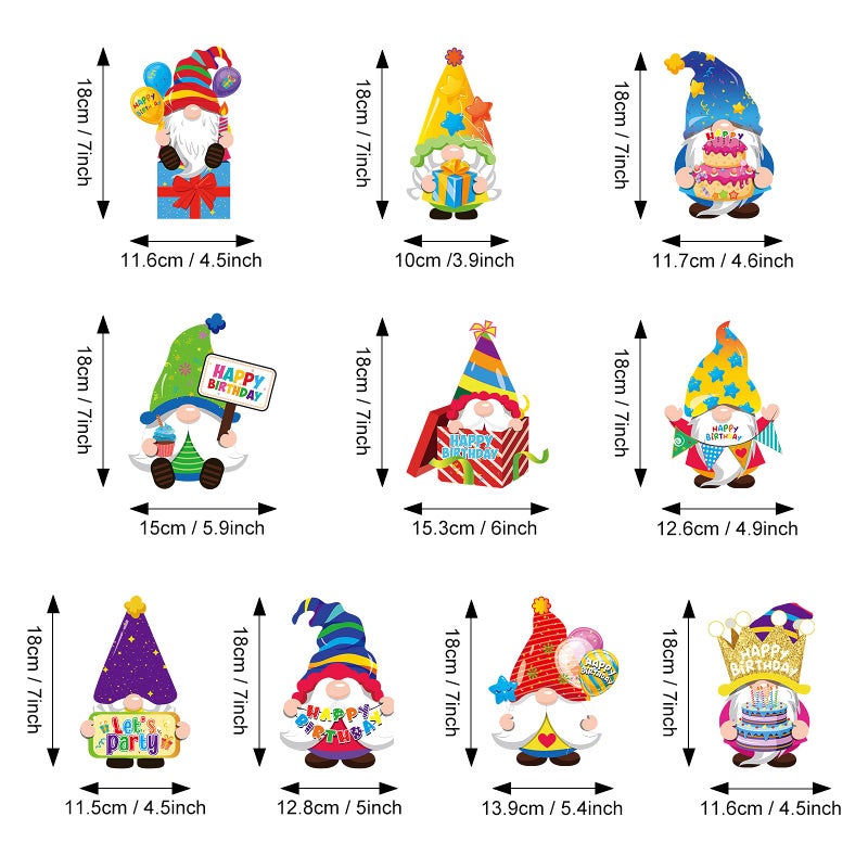 Nezyo 30 Pieces Gnome Birthday Party Decorations Happy Birthday Swirls Decorations Gnomes Hanging Swirls Ceiling Streamers for Party Decor Supplies Ornaments, 10 Patterns - Image 2