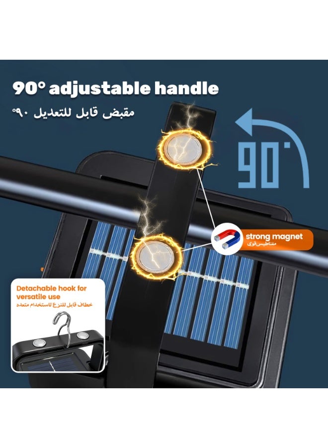 يلا جوي كشاف LED يعمل بالطاقة الشمسية للاستخدام الخارجي، 500 لومن، قابل للتعتيم، أسود اللون، مصباح أمان - 9.8 سم × 9.8 سم، 4 أوضاع إضاءة، بطارية 4800 مللي أمبير، مقاوم للماء بمعيار IP65، مصباح عمل يعمل بالطاقة الشمسية، مقبض مغناطيسي بزاوية 90 درجة، مناسب للفناء والجراج والحديقة - Image 4