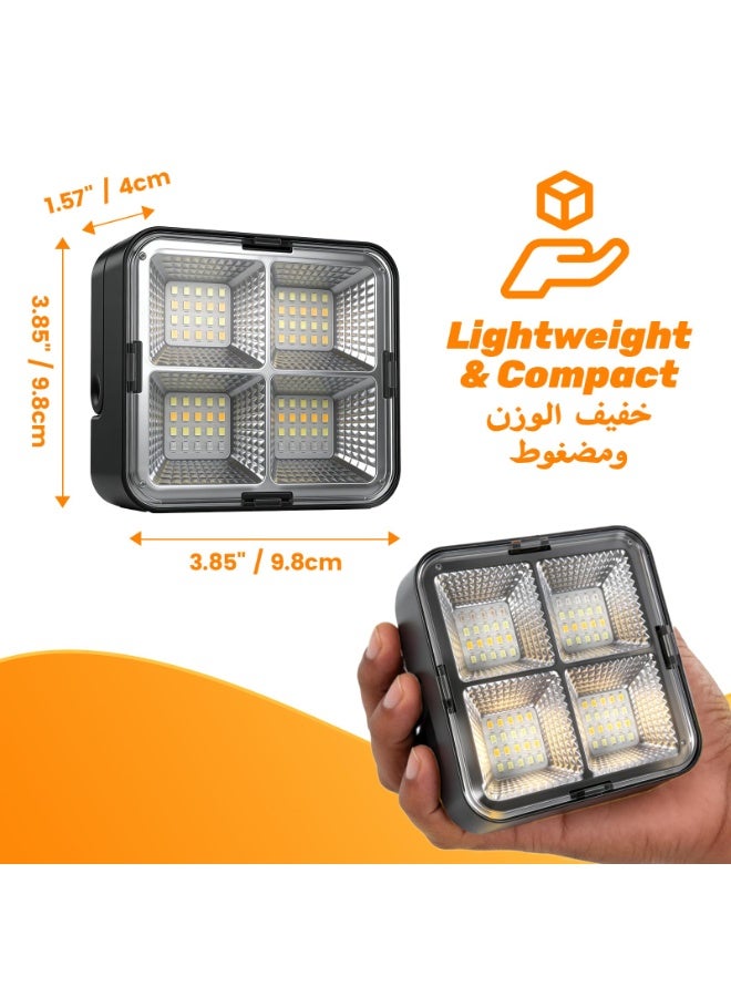 يلا جوي كشاف LED يعمل بالطاقة الشمسية للاستخدام الخارجي، 500 لومن، قابل للتعتيم، أسود اللون، مصباح أمان - 9.8 سم × 9.8 سم، 4 أوضاع إضاءة، بطارية 4800 مللي أمبير، مقاوم للماء بمعيار IP65، مصباح عمل يعمل بالطاقة الشمسية، مقبض مغناطيسي بزاوية 90 درجة، مناسب للفناء والجراج والحديقة - Image 3