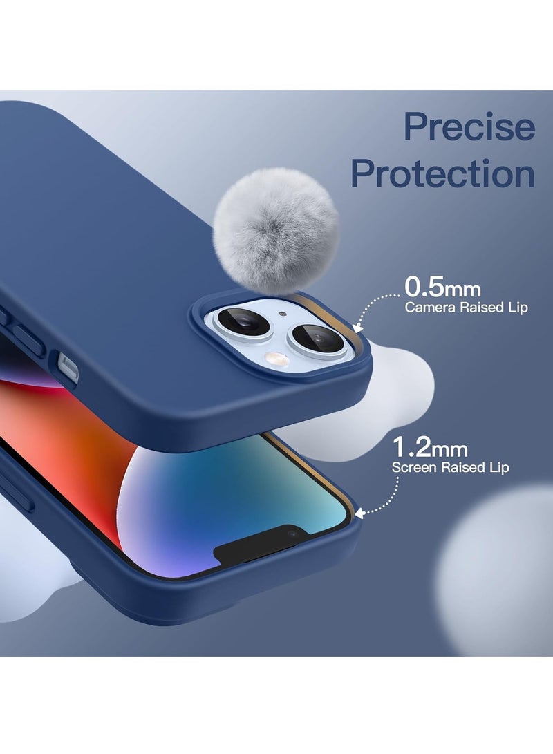 "5-in-1 Cobalt Blue Silicone Case for iPhone 14 (6.1-Inch) – Includes 2 Screen Protectors & 2 Camera Lens Protectors" - Image 5