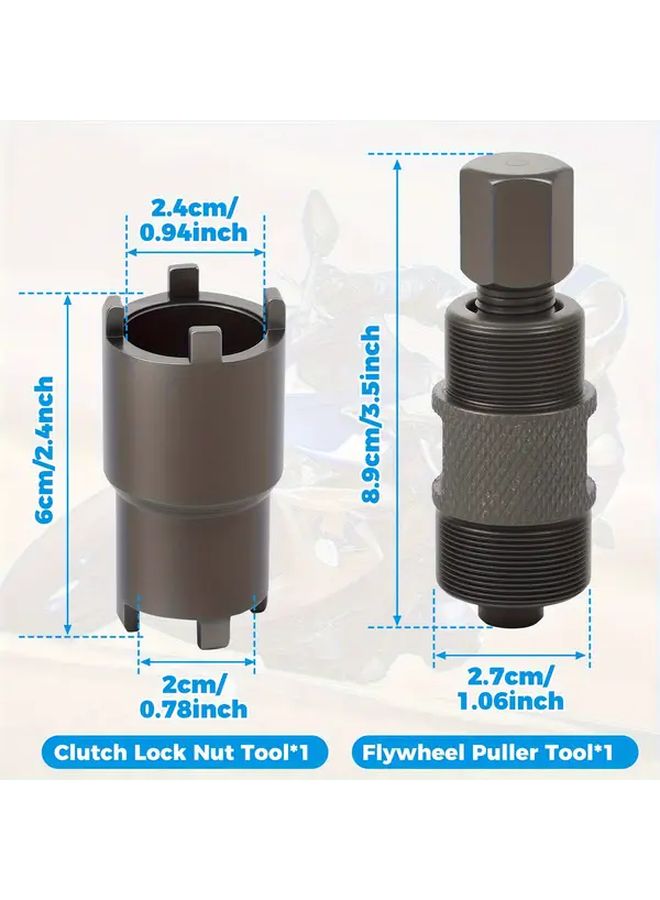 Black Two Pieces Clutch Lock Nut Puller Tool Flywheel Pulley Extractor Wrench For 50cc 125cc 150cc - Image 3