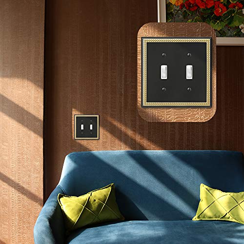 Henne Bery Pearled Frame Decorative Wall Plate Switch Plate Outlet Cover (Double Toggle, Black & Dark Golden) - Image 4