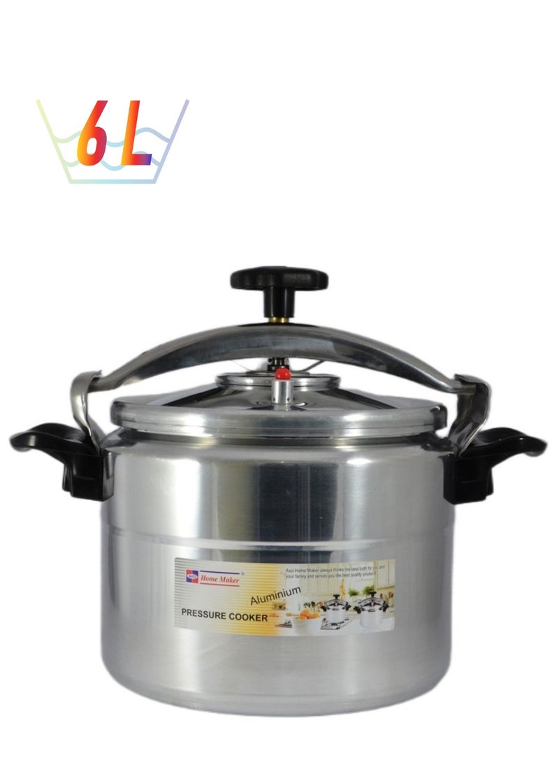 Homemaker Aluminium Pressure Cooker 22cm - 6 Liter Capacity - Silver - Image 1